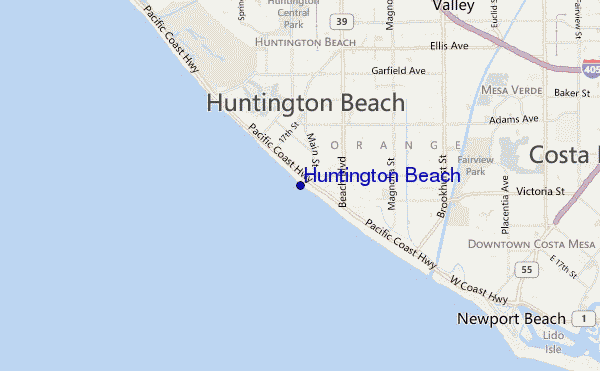 carte de localisation de Huntington Beach