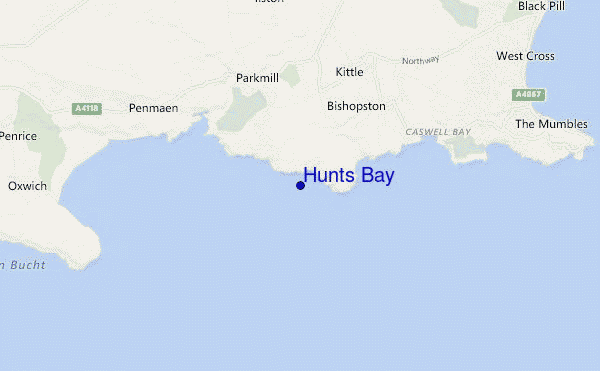 carte de localisation de Hunts Bay