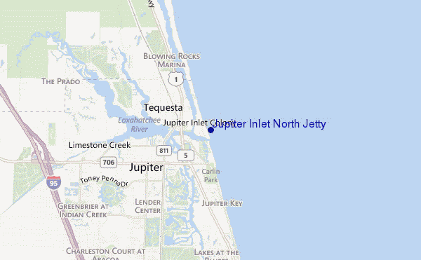 carte de localisation de Jupiter Inlet North Jetty