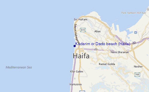 carte de localisation de Kadarim or Dado beach (Haifa)