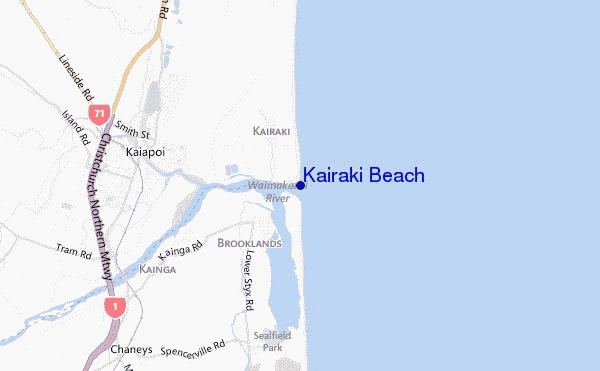carte de localisation de Kairaki Beach