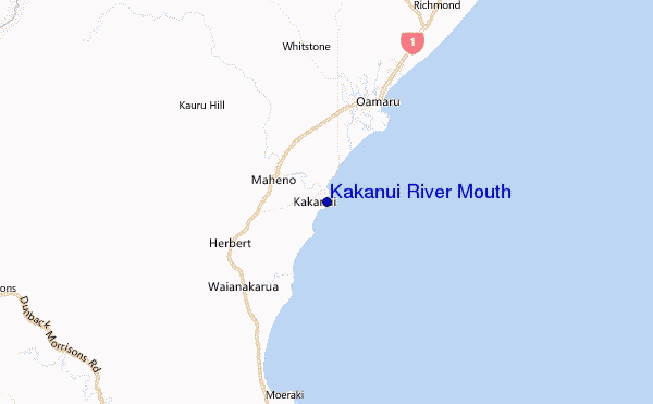 Kakanui River Mouth Location Map