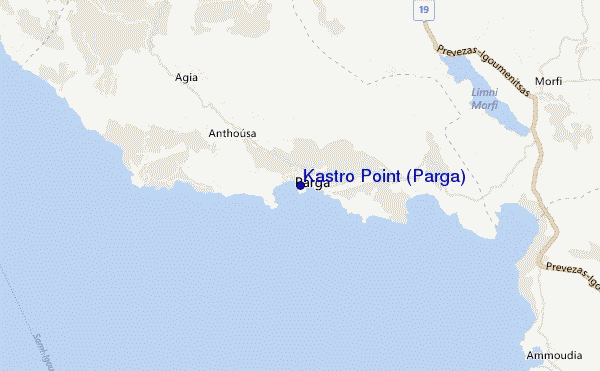 carte de localisation de Kastro Point (Parga)
