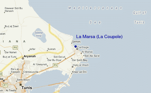 carte de localisation de La Marsa (La Coupole) Tunis