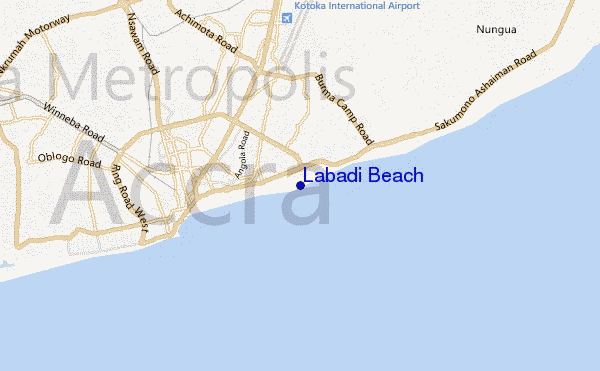 carte de localisation de Labadi Beach