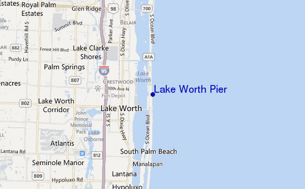 carte de localisation de Lake Worth Pier