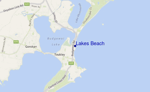 carte de localisation de Lakes Beach