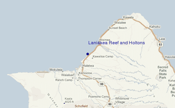 carte de localisation de Laniakea Reef and Holtons