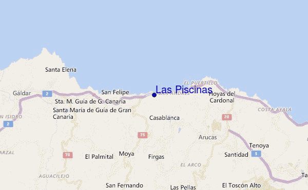 carte de localisation de Las Piscinas