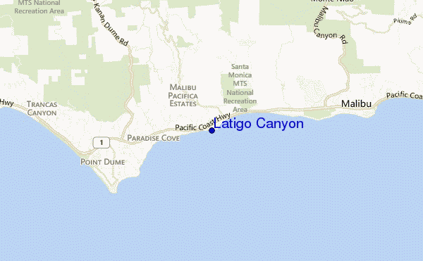 carte de localisation de Latigo Canyon
