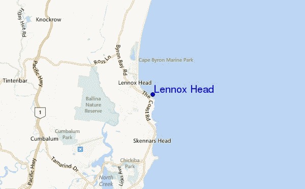 carte de localisation de Lennox Head
