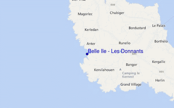 carte de localisation de Belle Ile - Les Donnants