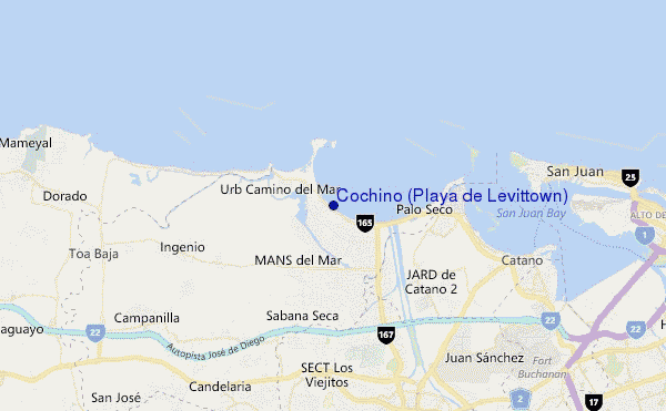 carte de localisation de Cochino (Playa de Levittown)