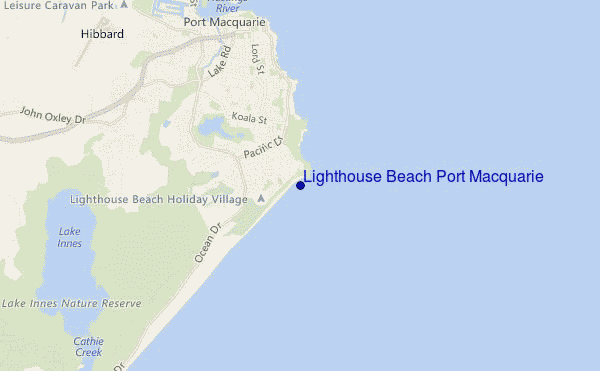 carte de localisation de Lighthouse Beach Port Macquarie