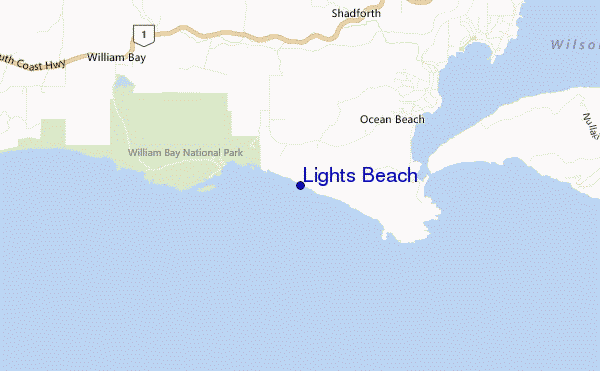 carte de localisation de Lights Beach