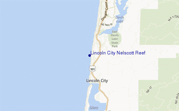 carte de localisation de Lincoln City Nelscott Reef