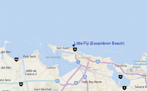 carte de localisation de Little Fiji (Escambron Beach)