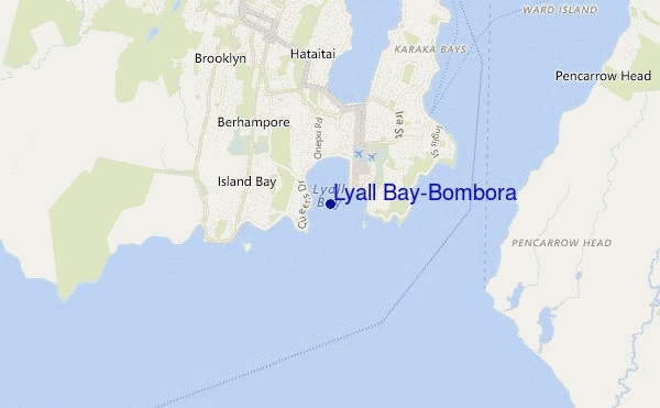 carte de localisation de Lyall Bay-Bombora