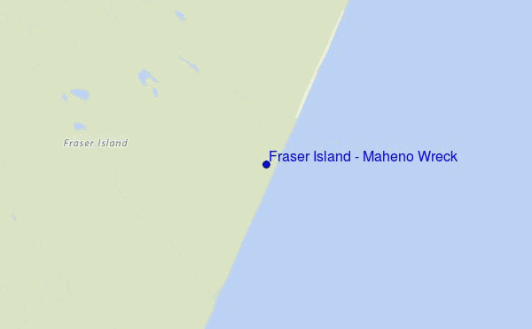 carte de localisation de Fraser Island - Maheno Wreck
