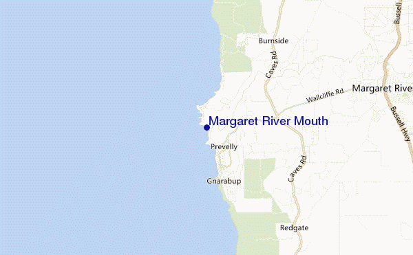 carte de localisation de Margaret River Mouth