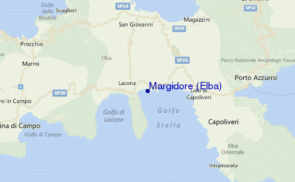 carte de localisation de Margidore (Elba)