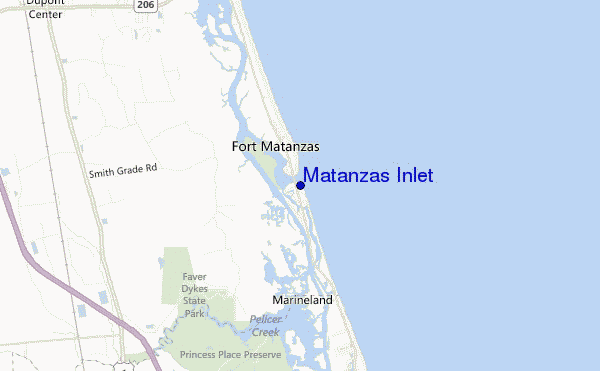 carte de localisation de Matanzas Inlet