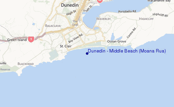 carte de localisation de Dunedin - Middle Beach (Moana Rua)