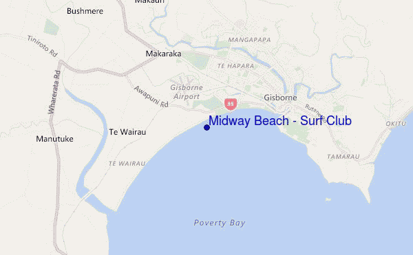 carte de localisation de Midway Beach - Surf Club