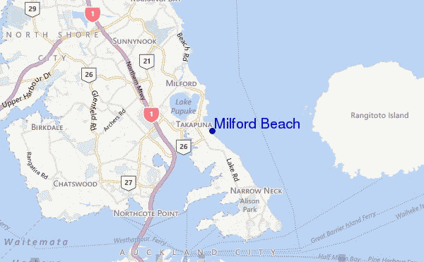 carte de localisation de Milford Beach