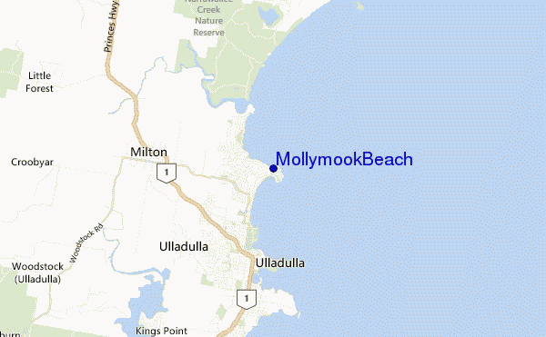 carte de localisation de Mollymook Beach