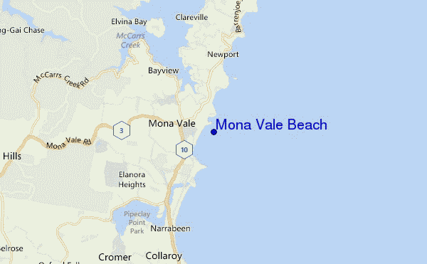 carte de localisation de Mona Vale Beach