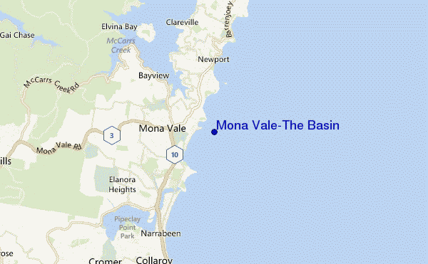 carte de localisation de Mona Vale-The Basin