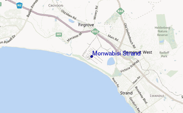 carte de localisation de Monwabisi Strand