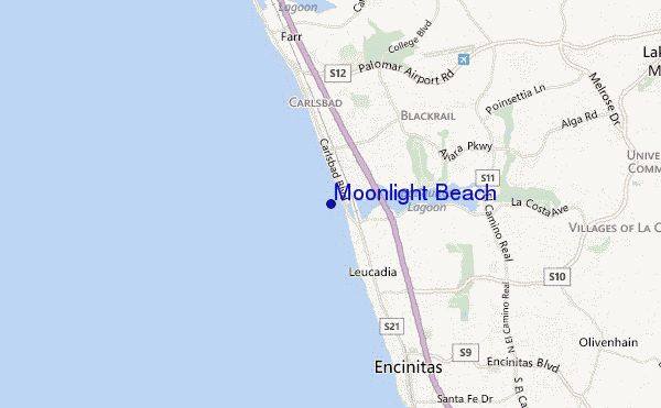 carte de localisation de Moonlight Beach