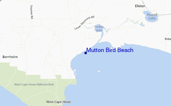 carte de localisation de Mutton Bird Beach