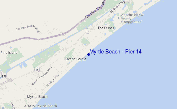 carte de localisation de Myrtle Beach - Pier 14