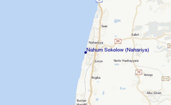 carte de localisation de Nahum Sokolow (Nahariya)