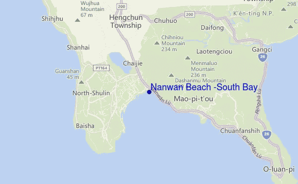 carte de localisation de Nanwan Beach (South Bay)