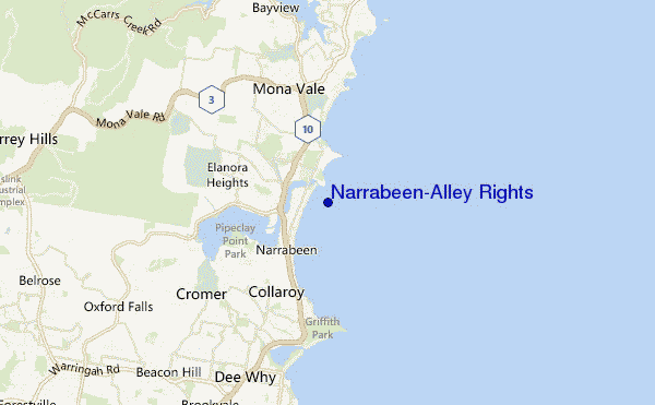carte de localisation de Narrabeen-Alley Rights