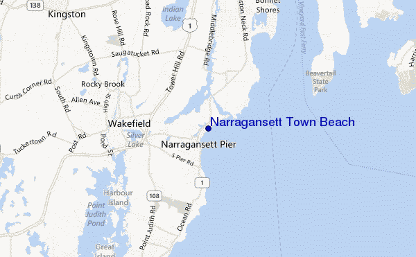 carte de localisation de Narragansett Town Beach