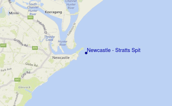 carte de localisation de Newcastle - Stratts Spit
