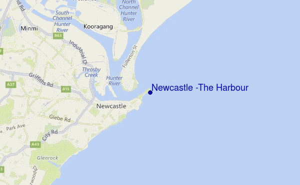 carte de localisation de Newcastle -The Harbour