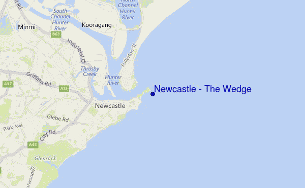 carte de localisation de Newcastle - The Wedge