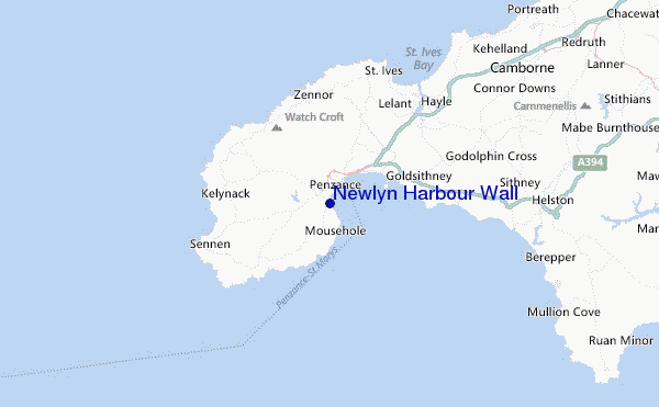 Newlyn Harbour Wall Location Map