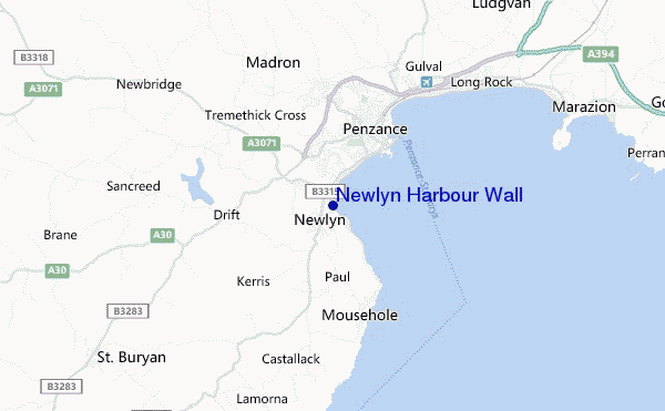 carte de localisation de Newlyn Harbour Wall