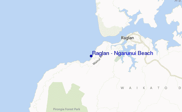 carte de localisation de Raglan - Ngarunui Beach