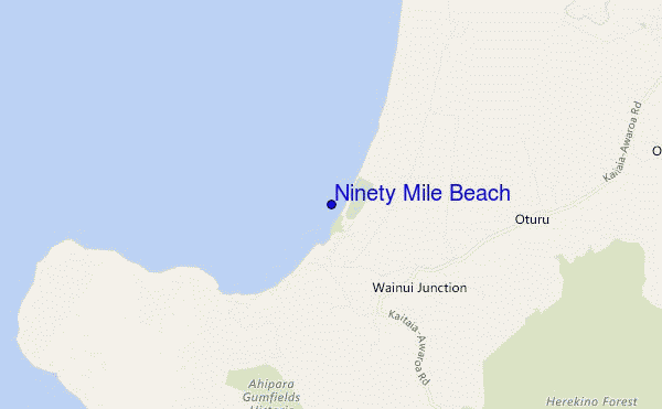carte de localisation de Ninety Mile Beach