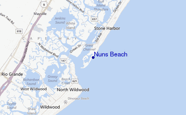 carte de localisation de Nuns Beach