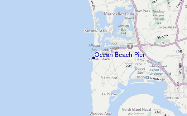 carte de localisation de Ocean Beach Pier
