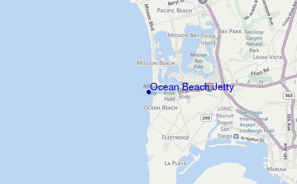 carte de localisation de Ocean Beach Jetty